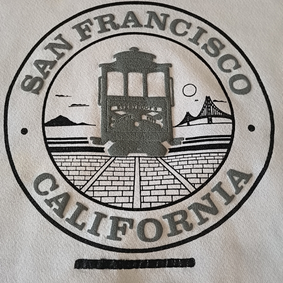 Vintage San Francisco California Quarter-Zip pullover Sweatshirt, Size XL, White - Picture 2 of 8